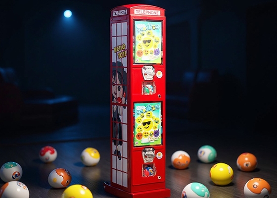 2 ranuras de monedas Máquina de venta de cápsulas telefónicas para gomitas de caramelo Bouncy Ball y más 28*28*130CM